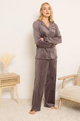 LTS Tall Chocolate Brown Super Soft Button Pyjama Set | Long Tall Sally 3