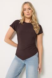 LTS Tall Women's Chocolate Brown Asymmetric Ruched Top | Long Tall Sally 3