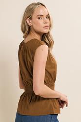 LTS Tall Brown Shirred Waist Top | Long Tall Sally 4