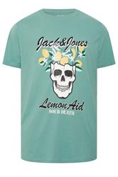 JACK & JONES Big & Tall Blue Tropical Skeleton Print Tee | BadRhino 1