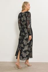 LTS Tall Black & Gold Floral Jacquard Maxi Dress | Long Tall Sally  2
