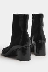 LTS Black Patent Block Heel Ankle Boot In Standard Fit | Long Tall Sally 4