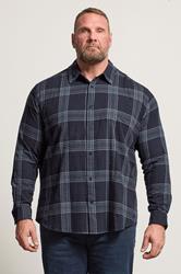 BadRhino Big & Tall Navy Blue Textured Checked Shirt | BadRhino 3
