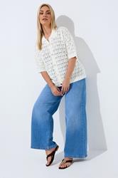 LIMITED COLLECTION Plus Size White Crochet Shirt | Yours Clothing 1