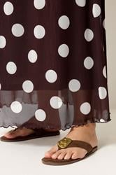 YOURS Plus Size Chocolate Brown Polka Dot Mesh Skirt | Yours Clothing 4
