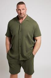BadRhino Big & Tall Khaki Green Short Sleeve Textured Shirt | BadRhino 2