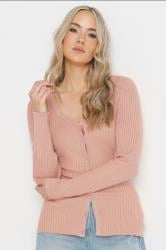 LTS Tall Blush Pink Ribbed Scallop Hemline Cardigan | Long Tall Sally 3