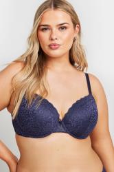 YOURSET 2 PACK Plus Size Blue & White Lace Trim Padded Bras | Yours Clothing 5