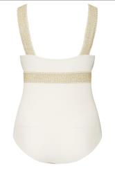 YOURS Plus Size White Metallic Tummy Control Swimsuit | Yours Clothing 8