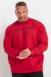 BadRhino Big & Tall Red 'Christmas Jumper' Printed Sweatshirt | BadRhino 3