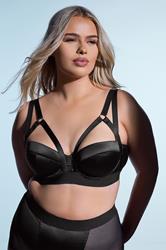 PLAYFUL PROMISES Black Candace Balcony Underwired Bra | Yours Clothing 3