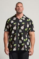 BadRhino Big & Tall Black Tequila Print Revere Shirt | BadRhino 3