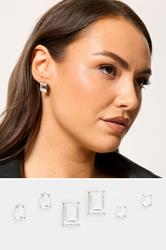 YOURSET 3 PACK Silver Tone Diamante Stud Earrings | Yours Clothing 1
