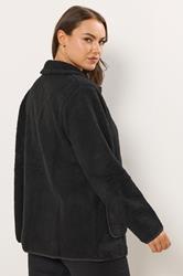 YOURS Plus Size Black Button Teddy Fleece Jacket | Yours Clothing 4