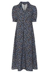 PixieGirl Petite Women's Black Spot Collar Midi Dress | PixieGirl 5