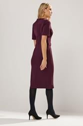 LTS Tall Berry Red Tailored Button Midi Dress | Long Tall Sally 2