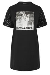 LIMITED COLLECTION Plus Size Black Sequin 'Very Demure' Graphic T-Shirt Dress | Yours Clothing 5