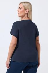 LIMITED COLLECTION Plus Size Navy Blue Short Sleeve Knitted Top | Yours Clothing 2