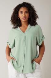 EVANS Plus Size Sage Green Short Sleeve Blouse | Evans 3