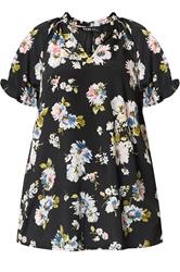 YOURS Curve Black Floral Puff Sleeve Blouse