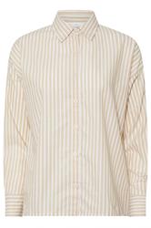 PixieGirl Petite Stone Brown Stripe Tie Back Cotton Shirt