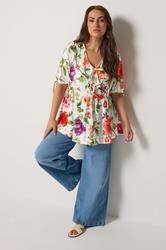 YOURS Plus Size White Floral Broderie Anglaise Bow Tie Front Top | Yours Clothing 2