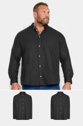 BadRhino Big & Tall 2 PACK Black Poplin Long Sleeve Shirts | BadRhino 3