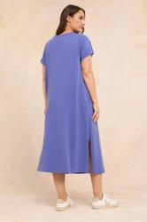 EVANS Plus Size Bright Blue Premium Cotton Dress | Evans 4