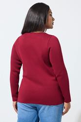 LIMITED COLLECTION Plus Size Red Long Sleeve Knitted Top | Yours Clothing 2