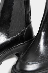 LTS Tall Black Chunky Chelsea Croc Heel Boot In Standard Fit | Long Tall Sally  5