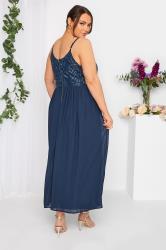 LUXE Plus Size Navy Blue Sequin Embellished Sleeveless Maxi Dress | Yours Clothing 2