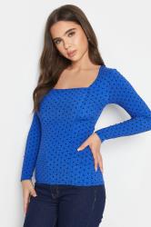PixieGirl 2 PACK Black & Blue Spot Print Square Neck Tops | PixieGirl 1