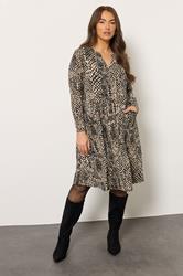 EVANS Plus Size Black Animal Markings Pocket Detail Dress | Evans 1