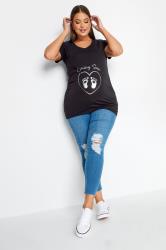 BUMP IT UP MATERNITY Plus Size Black 'Coming Soon' Slogan T-shirt | Yours Clothing 2