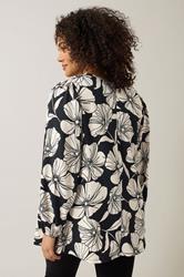 EVANS Plus Size Black Contrast Floral Jersey Crepe Top | Evans 4