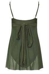 LTS Tall Khaki Green Mesh Skirted Wrap Swimsuit | Long Tall Sally 9