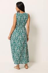 M&Co Petite Green Leaf Print Cotton Maxi Dress | M&Co 2