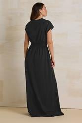 LTS Tall Black Jersey Shirred Waist Cotton Maxi Dress | Long Tall Sally 2