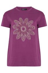 YOURS Plus Size Purple Beaded Daisy T-Shirt | Yours Clothing 5