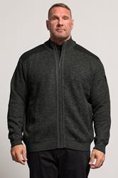 D555 Big & Tall Charcoal Grey Marl Zip Through Knitted Jumper | BadRhino 3
