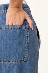 YOURS Plus Size Mid Blue Seam Front Wide Leg Jeans | Yours Clothing 4