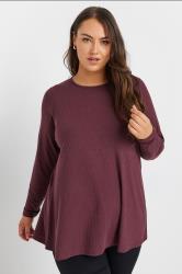 YOURS Plus Size Purple Ribbed Swing T-Shirt | Yours Clothing 1