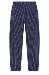 PixieGirl Petite Navy Blue Stripe Barrel Leg Trousers