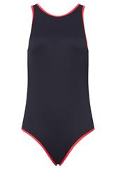 LTS Tall Women's Navy Blue & Red Ribbed Sporty Swimsuit | Long Tall Sally 5