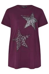 YOURS Curve Purple Star Print T-Shirt