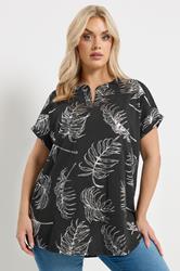 YOURS Plus Size Leaf Print Notch Neck Top | Yours Clothing 3
