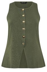 LIMITED COLLECTION Curve Khaki Green Compact Knitted Waistcoat