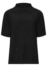 LTS Tall Black Textured Funnel Neck Top