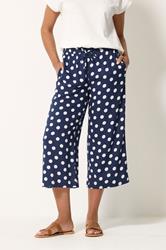 M&Co Navy Blue Polka Dot Cropped Trousers | M&Co 3