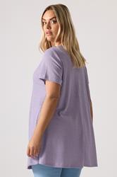 YOURS Plus Size Purple Ribbed Soft Touch T-Shirt | Yours Clothing 2
